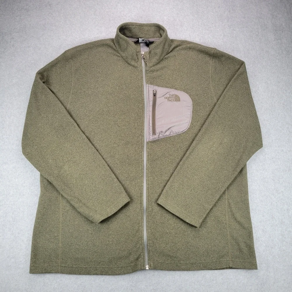 The North Face Fleece Jacket Mens XXL Olive Green Full Zip Fleece CP4D7D0